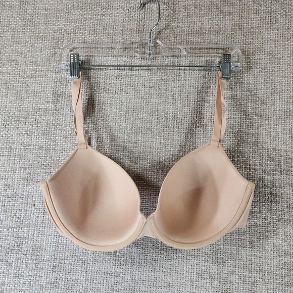 Skims Fits Everybody T-Shirt Bra Womens 36D Beige Underwire Padded Demi EUC - Picture 9 of 13